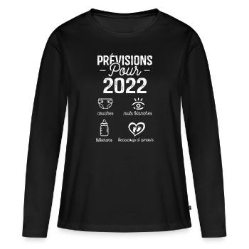 2022 Annonce Grossesse Papa Annonces Grossesse - T-shirt manches longues Premium bio Femme - noir - Devant - Julia (174cm)