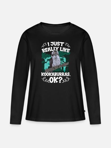 Kookaburra - Frauen Premium Bio Langarmshirt - Schwarz