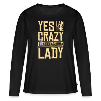 Crazy Kookaburra Lady - T-shirt manches longues Premium bio Femme - noir - Devant - Julia (174cm)