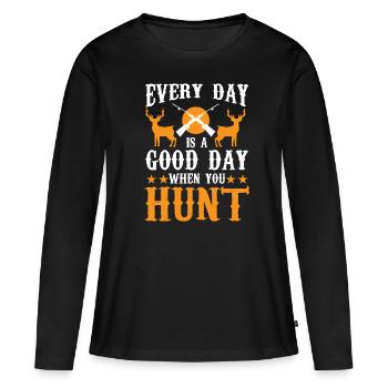 Chasse Chasse Chasseur Fusil Tir Chasse Chasse - T-shirt manches longues Premium bio Femme - noir - Devant - Julia (174cm)