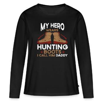 Chasse Chasse Chasseur Fusil Tir Chasse Chasse - T-shirt manches longues Premium bio Femme - noir - Devant - Julia (174cm)