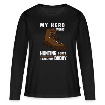 Chasse Chasse Chasseur Fusil Tir Chasse Chasse - T-shirt manches longues Premium bio Femme - noir - Devant - Julia (174cm)