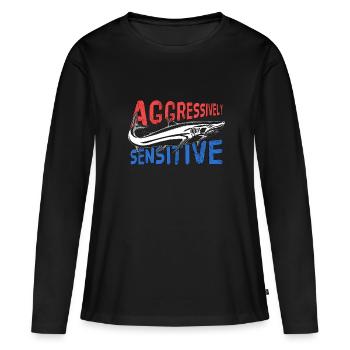 Pêche Agressive Sensible Cadeau - T-shirt manches longues Premium bio Femme - noir - Devant - Julia (174cm)