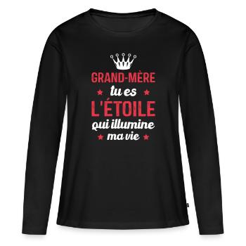 Grand-mère tu es l'étoile qui illumine ma vie - T-shirt manches longues Premium bio Femme - noir - Devant - Julia (174cm)