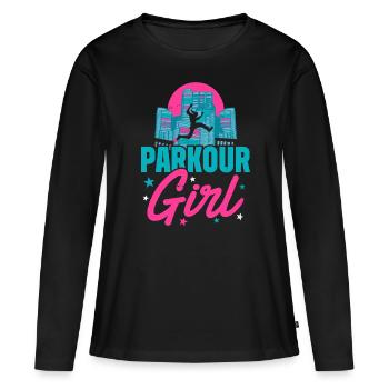 Parkour Design pour freerunner girls | Freerunning - T-shirt manches longues Premium bio Femme - noir - Devant - Julia (174cm)
