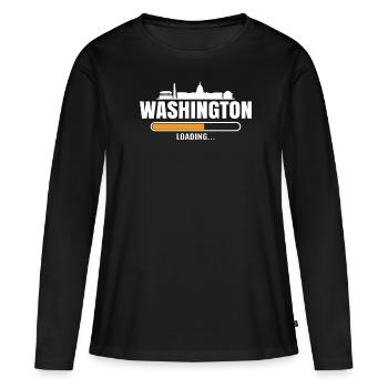 Horizon de Washington - T-shirt manches longues Premium bio Femme - noir - Devant - Julia (174cm)
