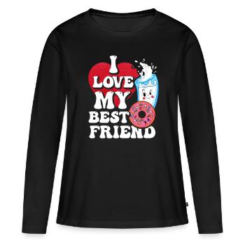Cadeau beignet de lait - T-shirt manches longues Premium bio Femme - noir - Devant - Julia (174cm)