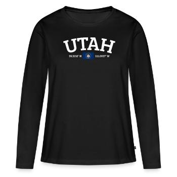 Utah - T-shirt manches longues Premium bio Femme - noir - Devant - Julia (174cm)