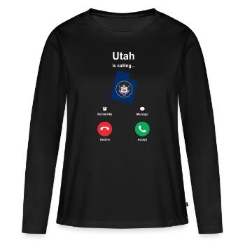 Utah - T-shirt manches longues Premium bio Femme - noir - Devant - Julia (174cm)