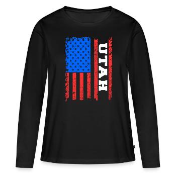 Utah - T-shirt manches longues Premium bio Femme - noir - Devant - Julia (174cm)