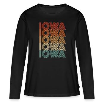 Cadeau de la ville natale de l’Iowa - T-shirt manches longues Premium bio Femme - noir - Devant - Julia (174cm)