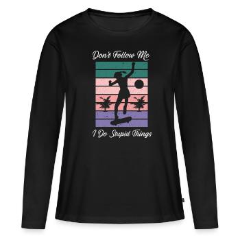 Skateboard Skateboard Skateboarder Patinage - T-shirt manches longues Premium bio Femme - noir - Devant - Julia (174cm)