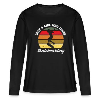 Skateboard Skateboard Skateboarder Patinage - T-shirt manches longues Premium bio Femme - noir - Devant - Julia (174cm)