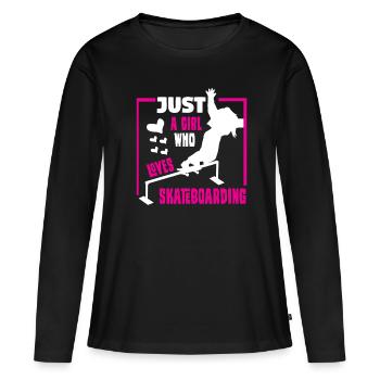 Skateboard Skateboard Skateboarder Patinage - T-shirt manches longues Premium bio Femme - noir - Devant - Julia (174cm)
