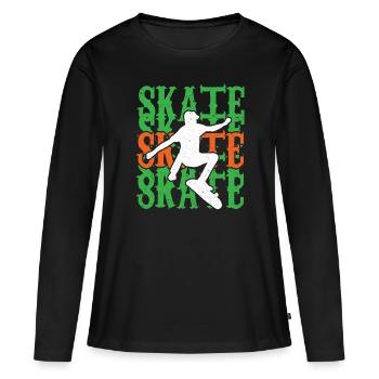 Skateboard Skateboard Skateboarder Patinage - T-shirt manches longues Premium bio Femme - noir - Devant - Julia (174cm)