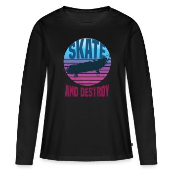 Skateboard Skateboard Skateboarder Patinage - T-shirt manches longues Premium bio Femme - noir - Devant - Julia (174cm)
