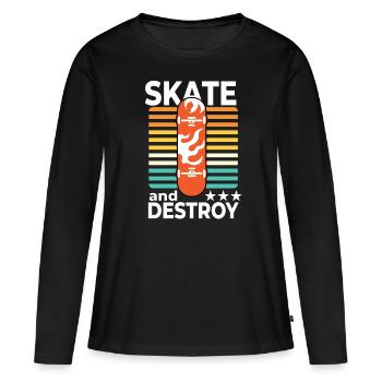 Skateboard Skateboard Skateboarder Patinage - T-shirt manches longues Premium bio Femme - noir - Devant - Julia (174cm)