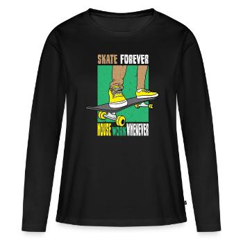Skateboard Skateboard Skateboarder Patinage - T-shirt manches longues Premium bio Femme - noir - Devant - Julia (174cm)