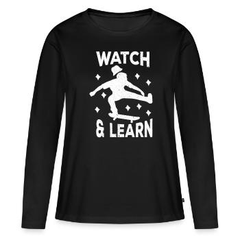 Skateboard Skateboard Skateboarder Patinage - T-shirt manches longues Premium bio Femme - noir - Devant - Julia (174cm)