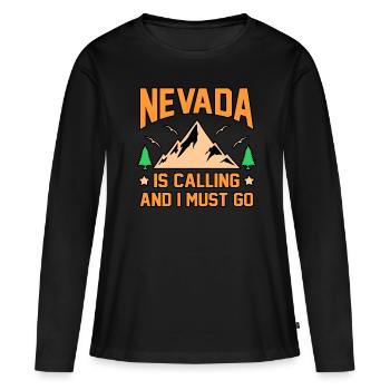 Voyage nevada cadeau - T-shirt manches longues Premium bio Femme - noir - Devant - Julia (174cm)