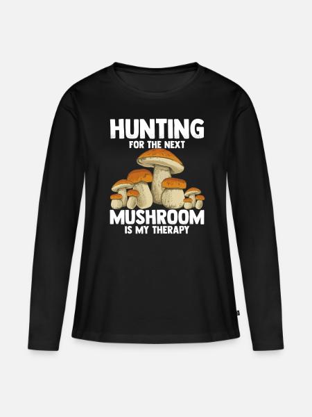 Mushroom Hunting - Frauen Premium Bio Langarmshirt - Schwarz