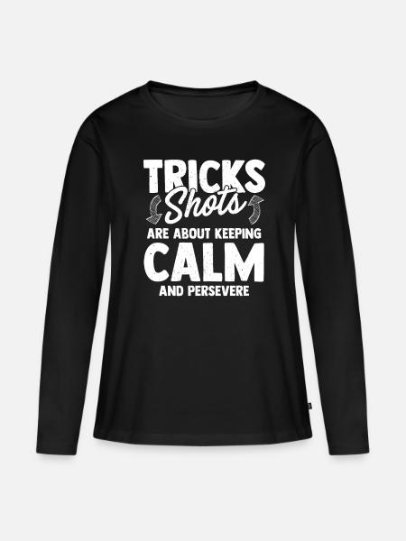 Funny Trick Shots - Frauen Premium Bio Langarmshirt - Schwarz