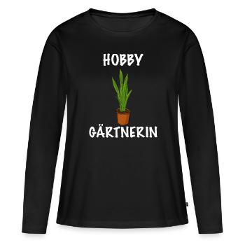 Hobby Gärtnerin für die Gartenarbeit Topfpflanze - Frauen Premium Bio Langarmshirt - Schwarz - Vorne - Julia (174cm)