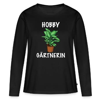 Hobby Gärtnerin für die Gartenarbeit Topfpflanze - Frauen Premium Bio Langarmshirt - Schwarz - Vorne - Julia (174cm)
