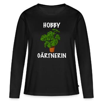 Hobby Gärtnerin für die Gartenarbeit Topfpflanze - Frauen Premium Bio Langarmshirt - Schwarz - Vorne - Julia (174cm)