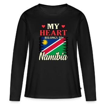 Namibia - Frauen Premium Bio Langarmshirt - Schwarz - Vorne - Julia (174cm)