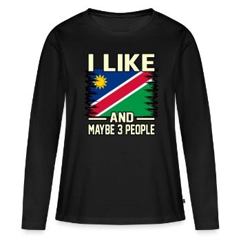 Namibia - Frauen Premium Bio Langarmshirt - Schwarz - Vorne - Julia (174cm)