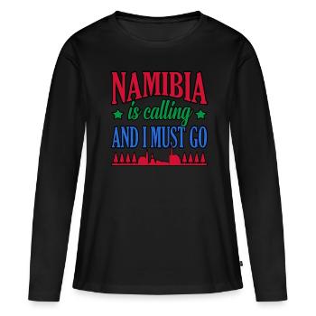 Namibia - Frauen Premium Bio Langarmshirt - Schwarz - Vorne - Julia (174cm)