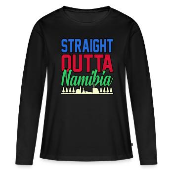 Namibia - Frauen Premium Bio Langarmshirt - Schwarz - Vorne - Julia (174cm)