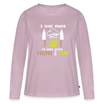 Cook -starred chef Gastro Restaurant - Women's Premium Organic Long Sleeve Shirt - dusky pink - Front - Julia (174cm)