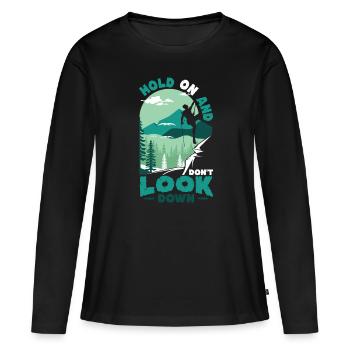 Ne regardez pas vers le bas le bloc, l’escalade. - T-shirt manches longues Premium bio Femme - noir - Devant - Julia (174cm)