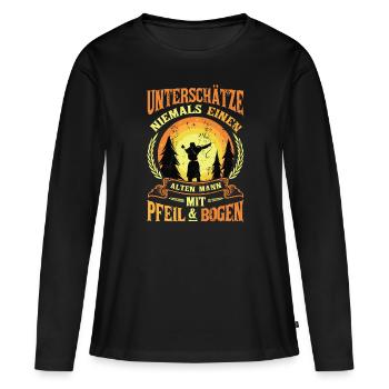 Old man With bow and arrow, archery. - Women's Premium Organic Long Sleeve Shirt - black - Front - Julia (174cm)