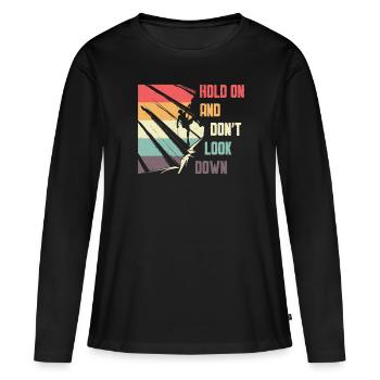 Ne regardez pas vers le bas le bloc, l’escalade. - T-shirt manches longues Premium bio Femme - noir - Devant - Julia (174cm)
