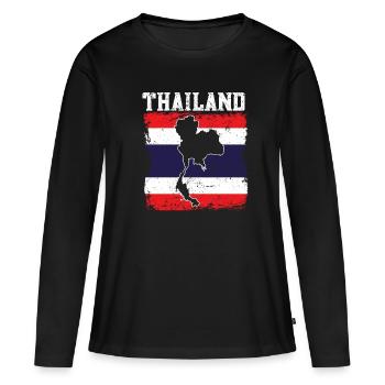Thailand - Frauen Premium Bio Langarmshirt - Schwarz - Vorne - Julia (174cm)