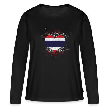 Thailand - Frauen Premium Bio Langarmshirt - Schwarz - Vorne - Julia (174cm)