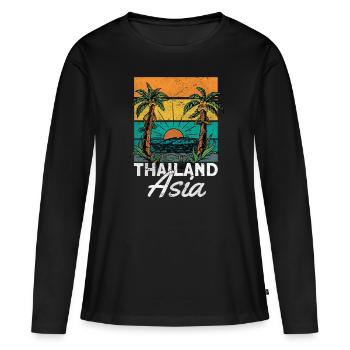 Thailand - Frauen Premium Bio Langarmshirt - Schwarz - Vorne - Julia (174cm)