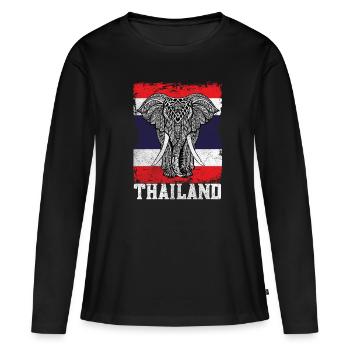 Thailand - Frauen Premium Bio Langarmshirt - Schwarz - Vorne - Julia (174cm)