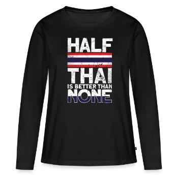 Thailand - Frauen Premium Bio Langarmshirt - Schwarz - Vorne - Julia (174cm)