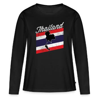 Thailand - Frauen Premium Bio Langarmshirt - Schwarz - Vorne - Julia (174cm)
