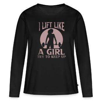Musculation Musculation Fitness Renforcement musculaire - T-shirt manches longues Premium bio Femme - noir - Devant - Julia (174cm)