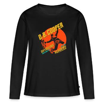 DB Cooper Fallschirmsprung-Akademie - Frauen Premium Bio Langarmshirt - Schwarz - Vorne - Julia (174cm)