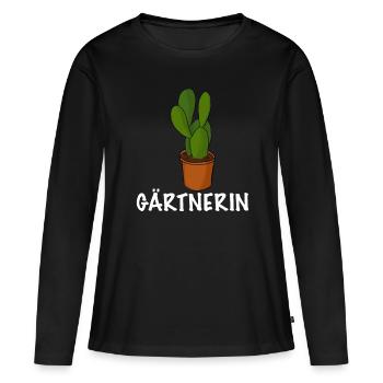 Gärtnerin Topfpflanze für den Garten - Frauen Premium Bio Langarmshirt - Schwarz - Vorne - Julia (174cm)