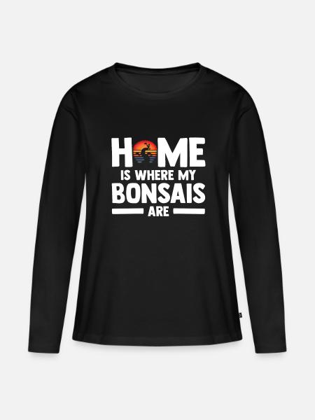 Bonsai Tree - Frauen Premium Bio Langarmshirt - Schwarz