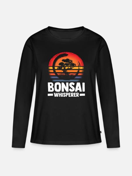 Bonsai Tree - Frauen Premium Bio Langarmshirt - Schwarz