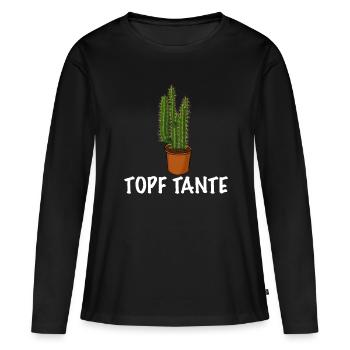 Gärtnerin Topf Tante lustiger Gärtner Spruch - Frauen Premium Bio Langarmshirt - Schwarz - Vorne - Julia (174cm)