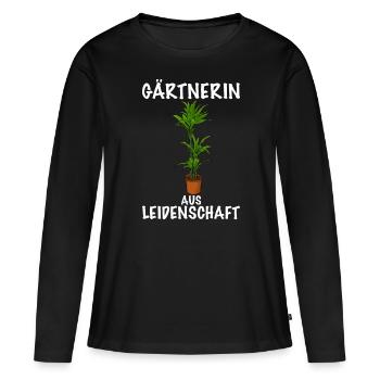 Gärtnerin aus Leidenschaft Topf Pflanze - Frauen Premium Bio Langarmshirt - Schwarz - Vorne - Julia (174cm)